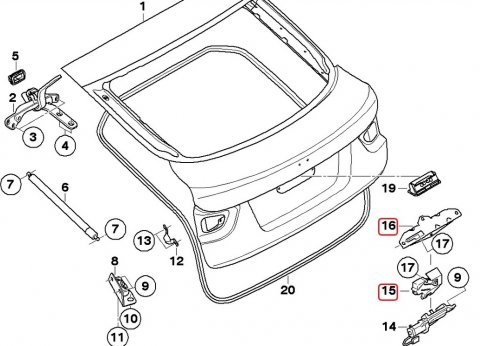 Zámek zadní výklopné dveře BMW X6, 51247197081, 51247071594