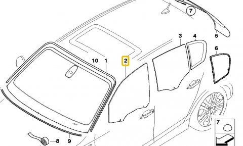 Dveřní okno přední levé 51337067791, BMW 1 E87