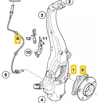 Těhlice 6773783 s ložiskem 6795959 levá přední BMW X6, X5