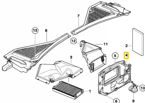 Těsnicí rám pro čelní stěnu vnitřní 64316945581 BMW X5 E70