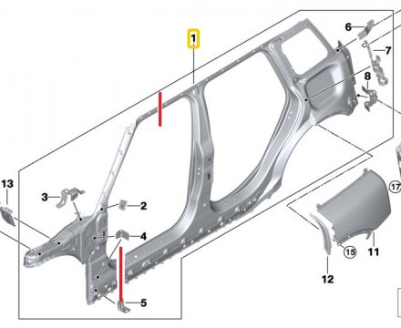 Boční rám vnější pravý 7430870 Mini F54 Clubman Cooper 14-