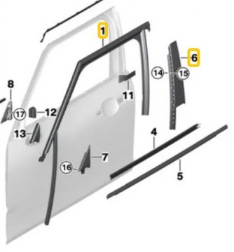 Vedení okna dveře přední pravé Mini F54 Clubman Cooper 14-