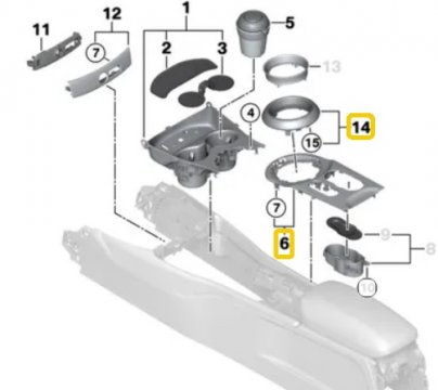 Dekorační lišta střední konzola 51169306116 Mini F54 Clubman