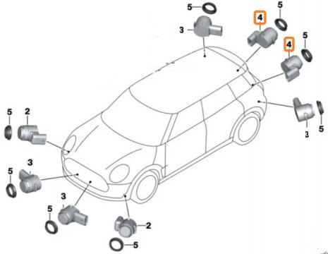 Ultrazvukový snímač černý 66209274428 Mini, BMW