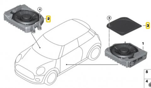 Reproduktor centrální bas pravý 65139275996 Mini, BMW