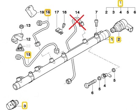 7788679, BOSCH 0445216008 Vstřikovací lišta, regulační ventil, snímač tlaku BMW