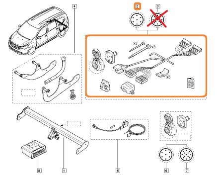 8201149643 Kabelový svazek pro tažné zařízení se 7 kolíkovou zástrčkou Dacia Lodgy 2012-2022