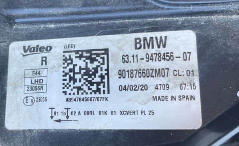 63119478456 Světlomet pravý přední Full LED BMW 2 Gran Coupé 2019-